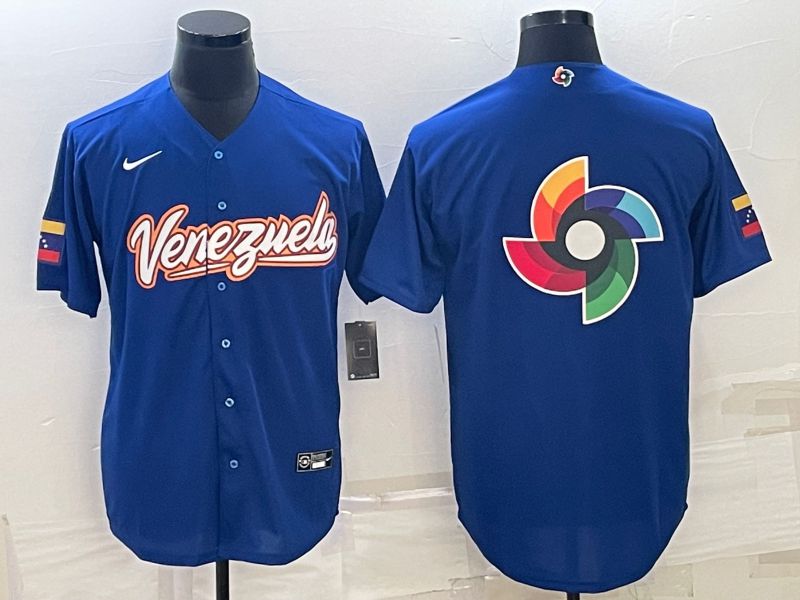 Men 2023 World Cub Venezuela Blank Blue Nike MLB Jersey4